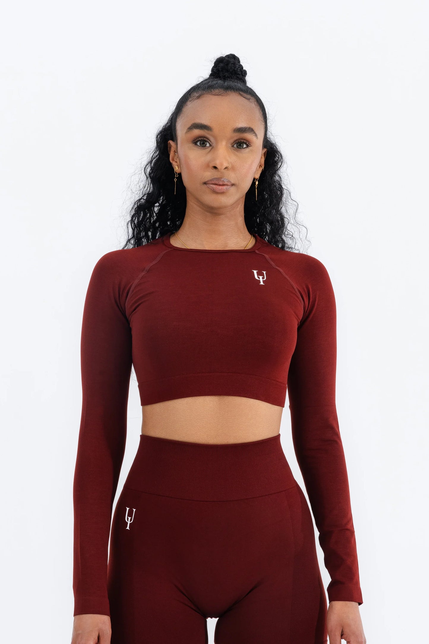 Zenith Uzun Kollu Crop Üst "Koyu kırmızı"