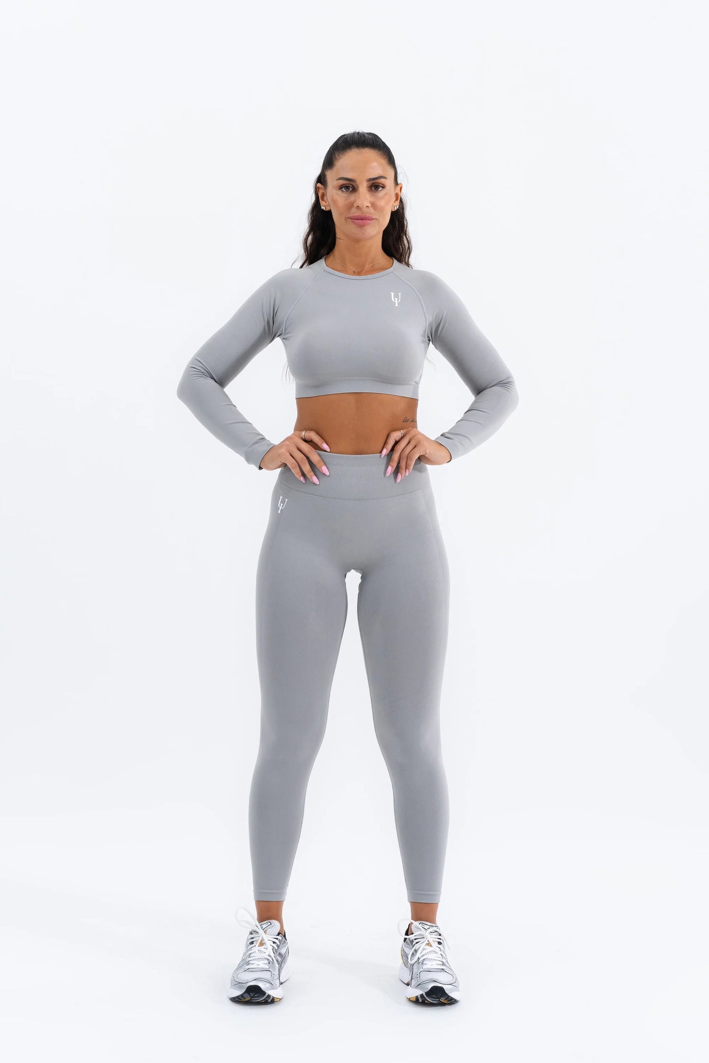 Zenith Uzun Kollu Crop Üst "Gri"